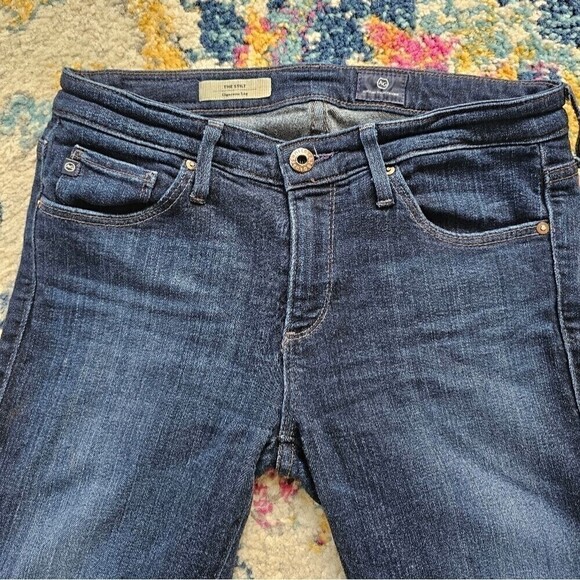 AG Adriano Goldschmied The Stilt Cigarette Leg Skinny Jeans Faded Leg Dark Wash - Picture 5 of 11